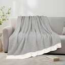MACEVIA Throw Blanket for Couch Super Soft Cozy Fuzzy Knit Blanket 50" x 60" Grey Blanket for Bed Sofa Chair Camping Travel (Heather Grey)