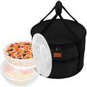 Aufind 12" 2 Pack Pie Carrier with Lid and Insulated Food Carrying Case Bag, Reusable Food Storage Containers for Pies, Cheesecake, Pizza, Nuts Fruit (Black)