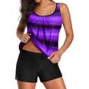 Yonique Womens Blouson Tankini Top No Bottom Loose Fit Swim Top Modest Tank Top.L
