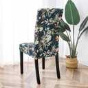Gibelle Chair Covers Dining Room Set of 4, Stretch Spandex Slipcover for Dining Room & Kitchen Parsons Chairs, Removable Washable Seat Protector Cover (Floral, Black)