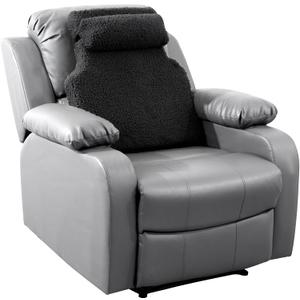 HOMBYS Sherpa Fleece Lumbar Support Pillow with Headrest for Recliner,Memory Foam Chair Cushion for Back Pain,Big High Back Support for Recliner with Chair Headrest for Elderly (Black)