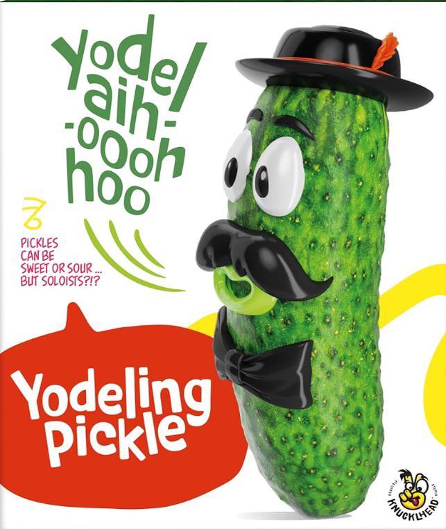KNUCKLHEAD Gag Gifts for Adults & Kids - Yodeling Pickle - Funny White Elephant Gifts for Men, Women, Dad, Teens - Small Funny Easter Ideas Basket Stuffers - Weird Toys