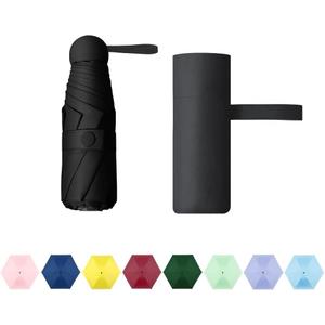 TIME LOVER Compact Travel Umbrella - Portable Mini Folding Umbrella with UV Protection for Rain, Girls and Women (Black)