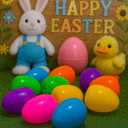 12 Pack Large Easter Eggs – 3.74'' Bright Plastic Fillable Eggs for Easter Egg Hunt, Party Favors, Surprise Gifts