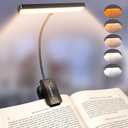 Glocusent 26 LED Book Light, 1200 mAh 90 Hrs Lasting Rechargeable Reading Light, 5 Amber Colors & Stepless Dimming Book Reading Light - Portable Clip on Light for Book Lovers Kids (Black)