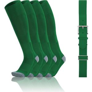 QBK 2-16Y Toddler Baseball Socks And Belt Youth Softball Tee Ball Combo Set for Boy Girl (2 Pairs of Socks & 1 Belt)