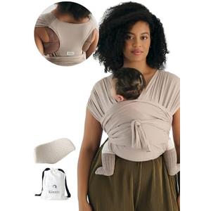 Konny Baby Carrier Flex SoftBreeze with Head Support - Adjustable, Easy to Wear Baby Wrap Sling, Perfect for Newborn Babies Essentials up to 44 lbs (XS-XL) - Beige
