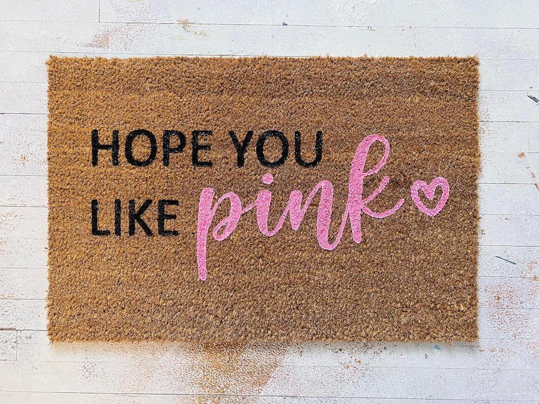 Hope You Like Pink Entry Doormat Outdoor Indoor Entrance Rugs Entryway Indoor Rugs Home Porch Decor Easter Kitchen 16x24 inch