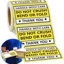 2X3 Inch 300 Pcs Do not Crush Bend or Fold Shipping Handling Stickers Labels Shipping Warning Stickers for Package - Do Not Crush, Bend or Fold Stickers for Package and Envelopes