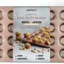 HAPPIELS Non Toxic Nonstick 24 Cup Mini Muffin Pan | PFOA BPA free Nontoxic Mini Cupcake Tin | Best Non Stick Muffin Pans | Carbon Steel Small Muffin tins | Cupcakes Bakeware Mold