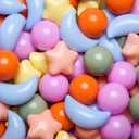 GOGOSO Ball Pit Balls Stars Moon Shapes Plastic Pitballs for Toddler Play Tent Baby Photo Props Kids Pool Water Toys Kiddie Pool Party Decor,Orange Green Blue,100pcs