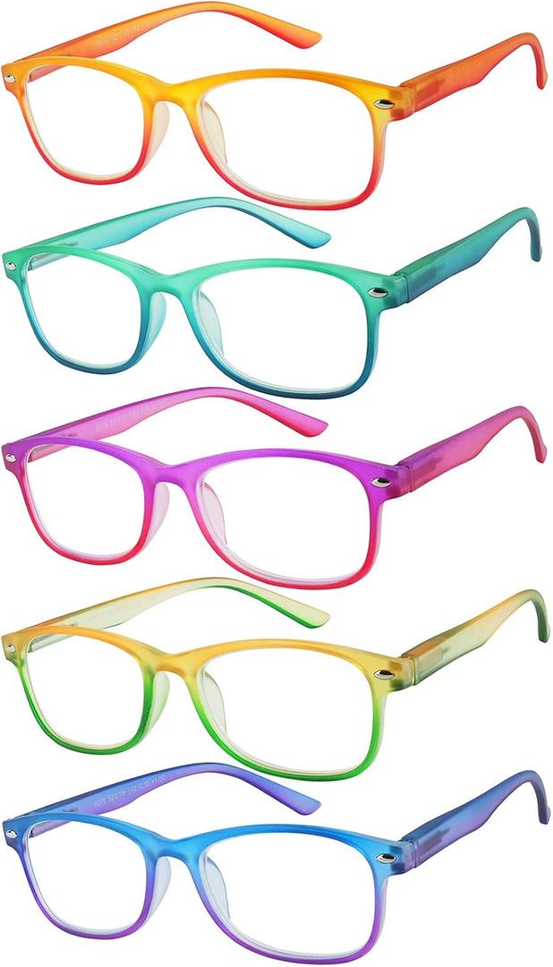 Yogo Vision Blue Light Reading Glasses for Men and Women Two Tone Havana Rectangle Readers Set of 5 (+2.25)