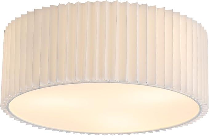 ZSRACHIU 16" Modern Flush Mount Ceiling Light Fixture, Farmhouse Close to Ceiling Light with White Fabric Shade, 3-Light Drum Semi Flush Mount Ceiling Lights for Bedroom, Living Room, Hallway, Foyer