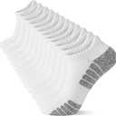 Cotton Cushioned Low Cut Running Socks for Men & Women, Ankle Socks White 6 Pairs Arch Support Breathable (White)