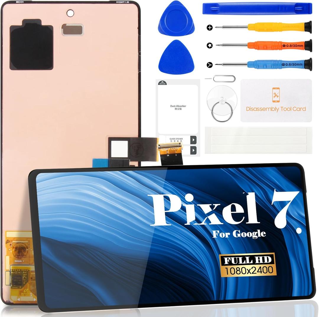 OLED for Google Pixel 7 Screen Replacement for Google Pixel 7 LCD Digitizer Repair Kits for Google Pixel 7 GVU6C GQML3 Display Touch Screen Assembly Replacement with Frame (with Fingerprint)