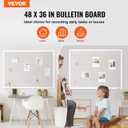VEVOR 48"x36" White Cork Board with Linen Surface Stylish Wall-Mounted Bulletin Board for Home, School, Office Elegant & Functional Noticeboard