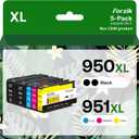 Forzik Compatible 950XL 951XL Ink Cartridge Replacement for HP Officejet PRO 8100 8110 8600 8610 8615 8616 8620 8625 8630 8640, Black, Cyan, Magenta, Yellow, 5-Pack