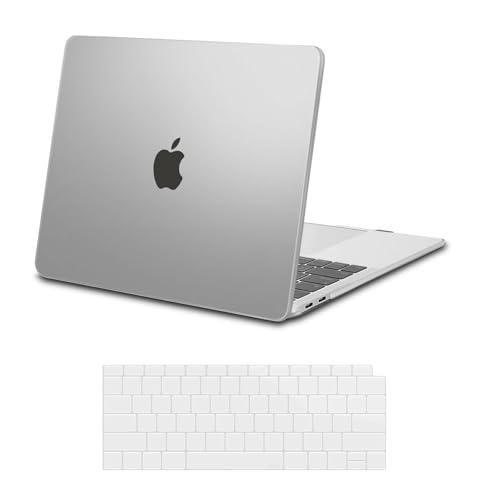 MOSISO Compatible with MacBook Air 13 inch Case 2022 2021 2020 2019 2018 Release A2337 M1 A2179 A1932 Touch ID, Plastic Hard Shell Cover&Keyboard Cover for MacBook Air 13.3 inch Case, Frost