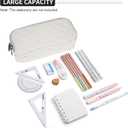 2 x Della Gao Pencil Case Large Capacity Pencil Pouch Soft Quilted Pen Bag Office Stationery Organizer Sturdy Pencil Bag for Men Women - Beige