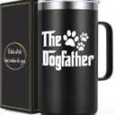 Lifecapido Dog Dad Gifts for Men, The Dogfather 20oz Insulated Coffee Mug, Fathers Day Birthday Christmas Gifts for Men Pet Owner, Black