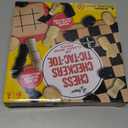 Regal Games - Reversible Wooden Board for Chess, Checkers & Tic-Tac-Toe - 24 Interlocking Wooden Checkers and 32 Standard Chess Pieces - for Age 8 to Adult for Family Fun (10.5 Inch - Reversible)