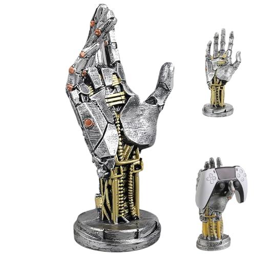 Xoevlix Cyberpunk Decor Silverhand Mechanical Hand, Gaming Controller Holder Stand, 9.6 Inch Resin Gaming Desk Accessories for Room, Porch, Shelf, Home Decor