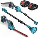 SEESII 6-in-1 Cordless Pole Saw & Hedge Trimmer Grass Shears Combo Kit, Electric Mini Chainsaw with 24.0 Ah Batteries, Extension Tree Pruner, Bush Trimmer Limb Branch Cutter, 16ft Long Reach