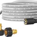 Giraffe Tools Pressure Washer Hose 25FT, 3200 PSI 1/4 M22-14 mm Fitting Power Washer Hose, Kink Resistant High Pressure Washing Hose Extension with Two M22 15mm Female to M22 14mm Male Adapter Sets