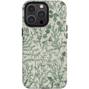 for iPhone 16 Pro Max Case, Vintage Garden Sage Floral Flower Leaves Branch Design Cover, Cute Aesthetic Hybrid 2-Layer Hard Shell Shockproof Protective Phone Case for Girls Women 6.9'', Green