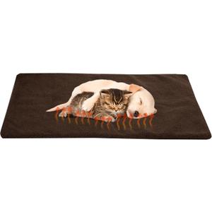 Self Warming Cat Mat - 36x24in Thermal Dog Crate Pad with Removable Washable Sherpa Cover and Reflective Insulation Layer for Self Heating - Pet Supplies for Medium Dogs and Cats by PETMAKER (Brown)