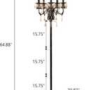 Wellmet Bronze Floor Lamp for Living Room Corner, 6 Lights Farmhouse Standing Lamp, Tall Crystal Floor Lamp with Foot Switch for Office, Reading Room, Bedroom (E12 Base)