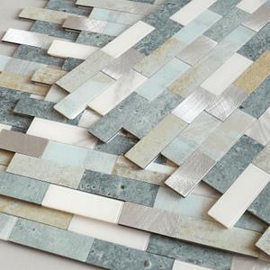 BeNice Peel and Stick Backsplash for Kitchen Mosaic Bathroom Marble Shower Tile Stickers Waterproof(10sheets,Blue Gray)