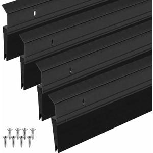 Hushee 4 Pack 36 Inches Metal Door Sweep Double Rubber Aluminum,Black