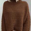 PRETTYGARDEN Womens Mock Neck Oversized Sweaters 2026 Long Sleeve Pullover Fall Sweater Knit Jumper Tops Winter Clothing (Brown, XL)