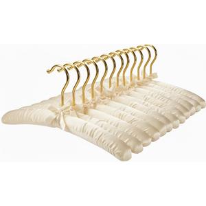 Premium Padded Hangers for Womens Clothing - Set of 12 Non-Slip Fabric Hangers for Sweaters, Dresses, Coats, Wedding & Bride Hanger, Ivory