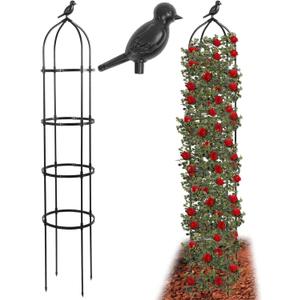 6FT Garden Obelisk Trellis for Climbing Plants,70Metal Plant Support Tower, Heavy Duty Thickened Tube,Rustproof Black Flower Stand for Vines, Roses, Outdoor & Indoor Use