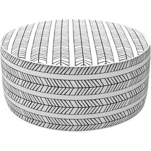 LVTXIII Outdoor/Indoor Inflatable Ottoman, Patio Footrest Stool, Portable Round Ottoman for Patio Garden, Camping or Home, Herringbone Black White (21"D x 21"W x 9"H)