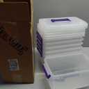 IRIS USA 5 Qt. Plastic Craft Storage Container Bins with Lids, 6 Pack, Small Art & Office Supply Organizer Tote, Sensory Bins & Boxes for Home & University, Stackable, Carry Handle, Clear