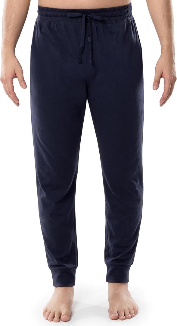 Fruit of the Loom Men's Jersey Knit Jogger Sleep Pant (1 and 2 Packs) (Navy)