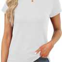 Memorose Womens Short Sleeve Tops Summer T Shirts Round Neck Causal Fashion Basic Tee (Small)