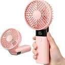AJVV Handheld Fan Rechargeable, Portable Mini Fan, Up to 10H Runtime, 180° Foldable Personal Fan, USB Travel Fan with 3000mAh Battery for Pocket, Office, Bedroom, Camping