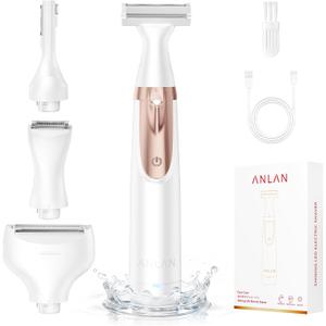 ANLAN 2026 Electric Razors for Women Bikini Trimmer4in1 Exclusive Painless Blade Cordless LED Facial Shaver, Rechargeable Body Hair Removal, 100% Waterproof & Easy Clean, Ideal Beauty Gift for Her