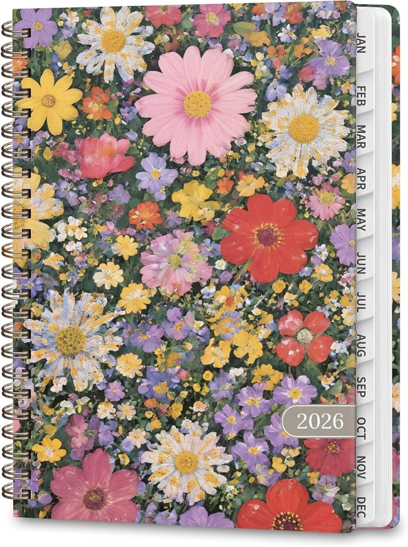 4 x 2026 Planner, Weekly and Monthly Calendar Agenda Book, Jan 2026 - Dec 2026, Hardcover Planning Academic Planner for Office School Supplies and Desk Accessories - A5 (6.3'' x 8.5'') (Flower Field)