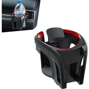 Car Cup Holder & Phone Mount, Multi-functional Air Vent Stand with Anti-slip Silicone Pad, ABS Adjustable Noise-reducing Bracket, Interior Storage Accessory for Most Vehicles (Black)