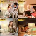 Seealle Bedroom Table Lamps Set of 2 - Beige Gold Touch Bedside Lamps with USB C+A, 3 Way Dimmable Gold Lamp for Nightstand, Modern Night Stands Lamps for Living Room