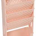 5 Tier Mobile Book Rack Storage Organizer with Wheels Removable and Movable Bookcase for Students Pink Color Home School Organizer