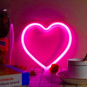 Pink Heart Neon Sign, Battery Operated or USB Powered Heart Lights, LED Decorative Lamp, Table and Wall Decoration for Girl's Bedroom, Valentines Day Dcor, Unique Gifts for Women, Gifts for Grandma (1 pack)