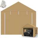 10x20FT Carport Canopy Front/Back Panel Entrance Door Tarp with Zippers, Waterproof & UV Protected Replacement Sidewall Cover with Ball Bungees (Beige, Door Panel Only, 1 Pack)