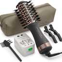 Dual Voltage Blow Dryer Brush Travel Hair Dryer Brush in One,2 inch Oval Shape Hot Air Brush,Travel Hair Tools/Volumizer/Straightener/Curler,European Blow Dry Brush with Universal Adapter