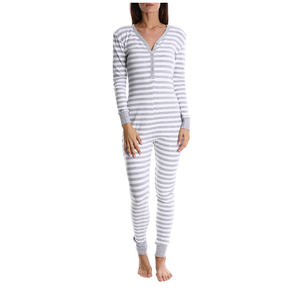 Women's V Neck Long Sleeve Jumpsuit Bodycon One Piece Pajamas Bodysuit Romper Sleepwear (L)